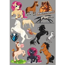 Reysa Tasarım At ve Unicorn Sticker Set 12 Parça Telefon, Tablet, Defter, Laptop Sticker