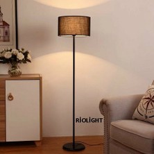 Riolight  Rustik,vintage2,retro Siyah Metal Gövde Siyah Kumaş Başlık 1XE27 Lambader Köşe Lambası