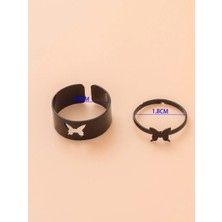 Dream Butik Siyah Kelebek Ikili Yüzük