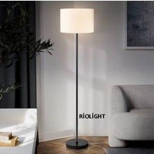 Riolight  Rustik,vintage,retro3 Siyah Metal Gövde Krem Kumaş Başlık 1XE27 Lambader Köşe Lambası