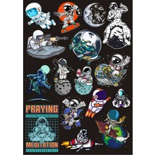 Reysa Tasarım Astronot Sticker Set 11 17 Parça Telefon, Tablet, Defter, Laptop Sticker