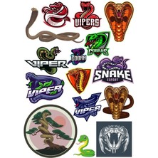 Reysa Tasarım Yılan Cobra Sticker-3 15 Parça Telefon, Tablet, Defter, Laptop Sticker