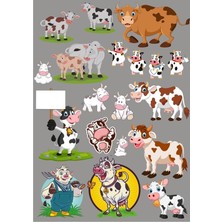 Reysa Tasarım Inek Sticker Set-4 27 Parça Telefon, Tablet, Defter, Laptop Sticker