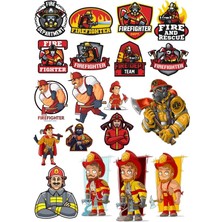 Reysa Tasarım Itfaiyeci Sticker Set 3 20 Parça Telefon, Tablet, Defter, Laptop Sticker