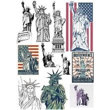 Reysa Tasarım Özgürlük Anıtı Sticker Set 11 Parça Telefon, Tablet, Defter, Laptop Sticker
