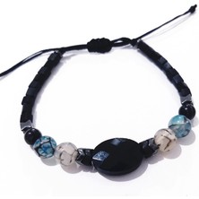 Funny Takı Siyah Akik Mavi Gri Dragon Akik Hematit Doğaltaşlı Küp Miyuki Unisex Bileklik