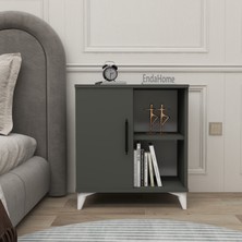 Enda Home Collection Kommen Kapaklı 2 Bölmeli Komodin Yan Sehpa