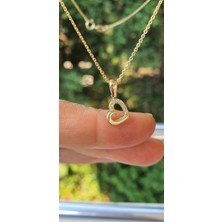 Goldlife 14 Ayar Altın Kalpli Zirkon Taşlı Kolye