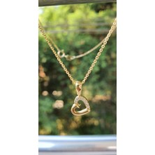 Goldlife 14 Ayar Altın Kalpli Zirkon Taşlı Kolye