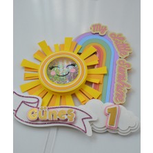 Cake Topper 3D Pasta Süsü - Güneş Temalı - Kız Çocuk Bebek Doğum Günü Pasta Parti Süsü - Cake Topper (19X18CM)