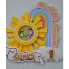 Cake Topper 3D Pasta Süsü - Güneş Temalı - Kız Çocuk Bebek Doğum Günü Pasta Parti Süsü - Cake Topper (19X18CM)
