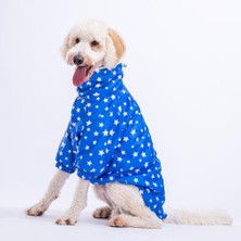 Pawstar Stars Blue Peluşlu Su Geçirmez Orta-Büyük Irk Köpek Yağmurluğu