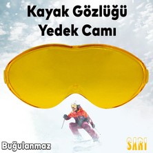 Badem10 Bellasimo Çerçevesiz Kayak Gözlüğü Camı Lens Değiştirebilir Cam Antifog Güneş Kar Gözlük Camı Sarı