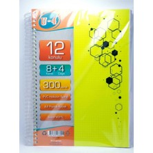 Zersan U4 8 + 4 Bölü ml ü 300 Yaprak A4 Sipralli Ayraçlı Defter 8 Kareli 4 Çizgili Çoklu Defter