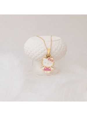 Dkmn Silver Dkmn Sevimli Kedi Pembe Mine Taşlı Gümüş Kolye