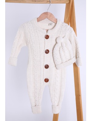 Baby Hola Babyhola Kalın Triko Kız Erkek Bebek Çocuk Kışlık Bereli Tulum Takım 5711