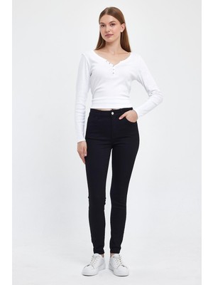 Kadın Gabriella Siyah Powerstretch Skinny Jean Pantolon