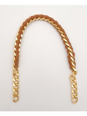 Angel Çanta Aksesuar 40 cm Derili Zincir Taba Renk Light Gold Metalli