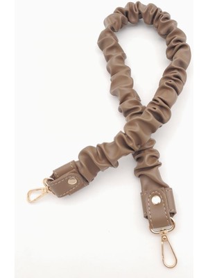 Angel Çanta Aksesuar 70 cm Büzgü Model Suni Deri Vizon Renk Çanta Sapı Light Gold Metalli