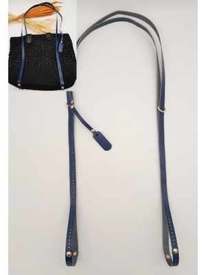 Angel Çanta Aksesuar Gerçek Deri Çantayı Saran Lacivert Renk Ince Sap Light Gold Metalli
