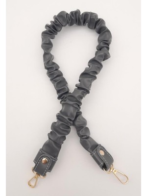 Angel Çanta Aksesuar 70 cm Büzgü Model Suni Deri Gri Renk Çanta Sapı Light Gold Metalli