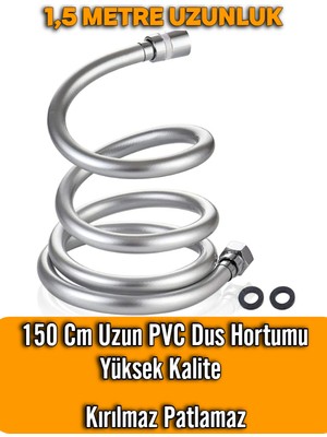 Canero 150 cm Yüksek Kaliteli 5 Katmanlı Pvc Duş Spirali / Kopmayan Duş Hortumu