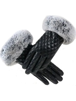 Tezzgelsin Kadın Dokunmatik Ekran Rüzgar Geçirmez Soğuğa Dayanıklı Vegan Deri Eldiven