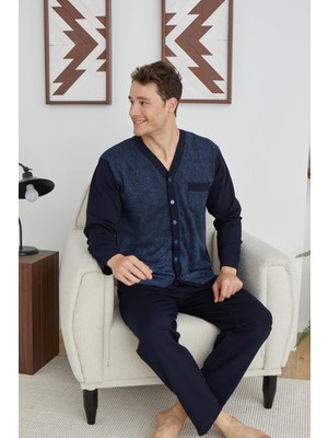 Kly Pijama Kly 8029 V Yaka Boydan Düğmeli Pijama Takım