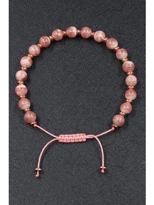 Alibaba Doğaltaş Rodokrozit Doğal Taş Makrome Örme Bileklik