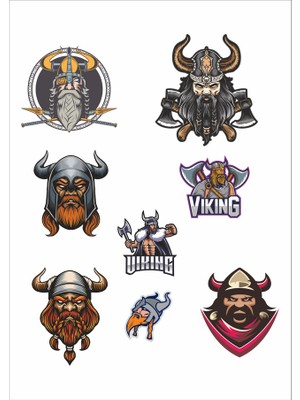 Reysa Tasarım Vikingler Stikcer Set-1 7 Parça Telefon, Tablet, Defter, Laptop Sticker