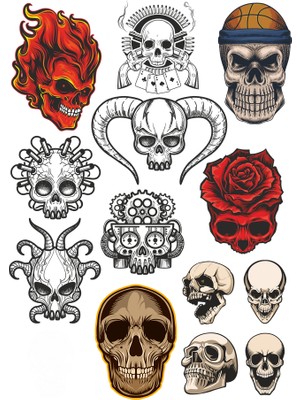 Reysa Tasarım İskelet Sticker Set-7 13 Parça Telefon, Tablet, Defter, Laptop Sticker