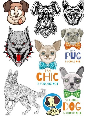 Reysa Tasarım Köpek Pitbull Sticke Set-1 9 Parça Telefon, Tablet, Defter, Laptop Sticker