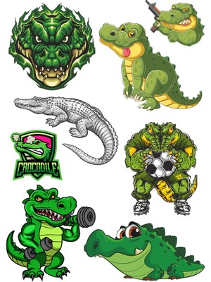 Reysa Tasarım Timsah Sticker Set-1 8 Parça Telefon, Tablet, Defter, Laptop Sticker