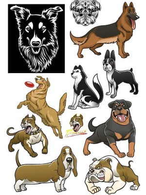 Reysa Tasarım Köpek Sticker Set-2 11 Parça Telefon, Tablet, Defter, Laptop Sticker