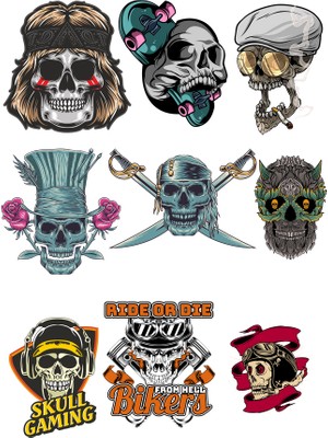 Reysa Tasarım İskelet Sticker Set-5 9 Parça Telefon, Tablet, Defter, Laptop Sticker
