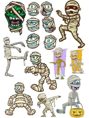 Reysa Tasarım Mumya Sticker Set 13 Parça Telefon, Tablet, Defter, Laptop Sticker