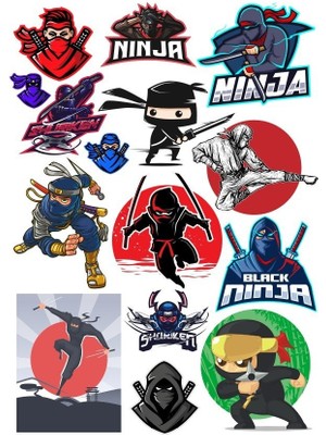 Reysa Tasarım Ninja Sticker Set-1 13 Parça Telefon, Tablet, Defter, Laptop Sticker