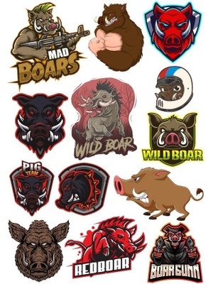 Reysa Tasarım Kızgın Domuz Sticker Set-1 13 Parça Telefon, Tablet, Defter, Laptop Sticker