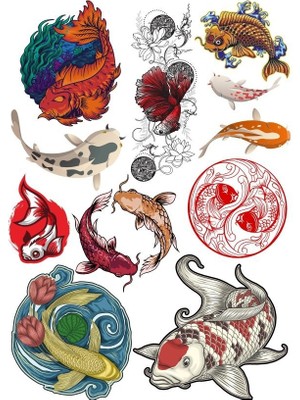 Reysa Tasarım Balık Stikcer Set-2 13 Parça Telefon, Tablet, Defter, Laptop Sticker