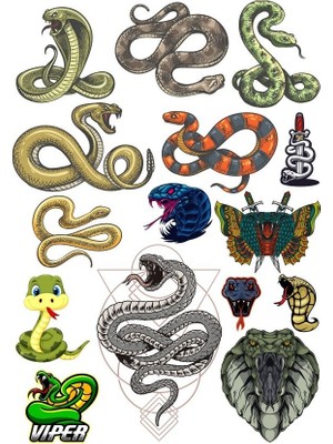 Reysa Tasarım Yılan Sticker Set-3 13 Parça Telefon, Tablet, Defter, Laptop Sticker