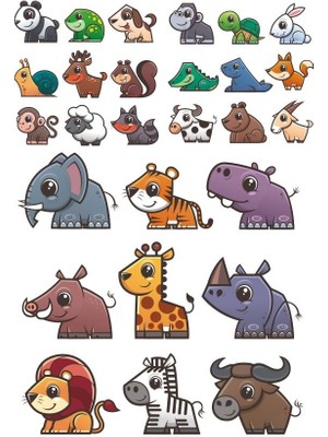 Reysa Tasarım Sevimli Hayvanlar Sticker Set-2 27 Parça Telefon, Tablet, Defter, Laptop Sticker