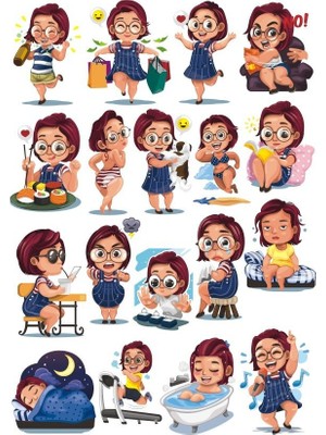 Reysa Tasarım Kadın Stciker Set-4 15 Parça Telefon, Tablet, Defter, Laptop Sticker