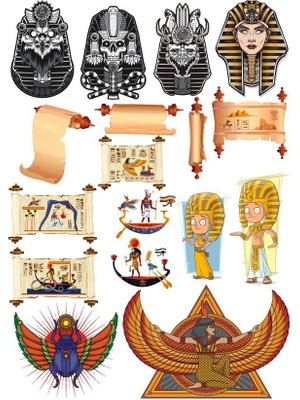 Reysa Tasarım Mısır Temalı Sticker Set-2 13 Parça Telefon, Tablet, Defter, Laptop Sticker