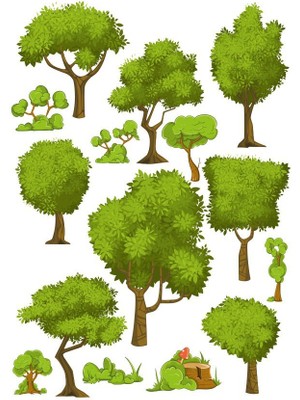 Reysa Tasarım Ağaçlar Sticker Set-1 15 Parça Telefon, Tablet, Defter, Laptop Sticker