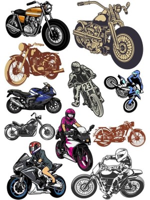 Reysa Tasarım Motorsklet Sticker Set-3 16 Parça Telefon, Tablet, Defter, Laptop Sticker