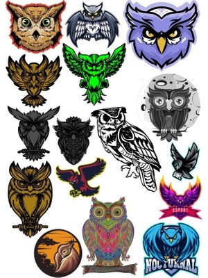 Reysa Tasarım Baykuş Owl Sticker Set-10 15 Parça Telefon, Tablet, Defter, Laptop Sticker