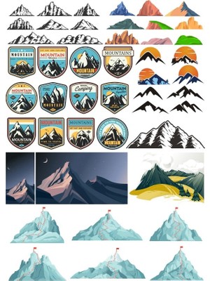Reysa Tasarım Dağlar Sticker Set 8 20 Parça Telefon, Tablet, Defter, Laptop Sticker