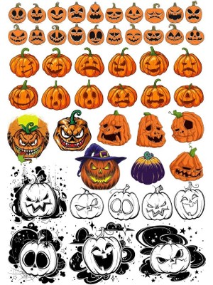 Reysa Tasarım Balkabakları Sticker Set 3 34 Parça Telefon, Tablet, Defter, Laptop Sticker