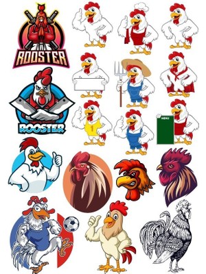 Reysa Tasarım Horoz Sticker Set-6 27 Parça Telefon, Tablet, Defter, Laptop Sticker