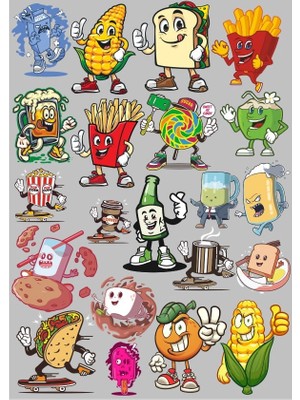 Reysa Tasarım Aburcuburlar Sticker Set 2 20 Parça Telefon, Tablet, Defter, Laptop Sticker